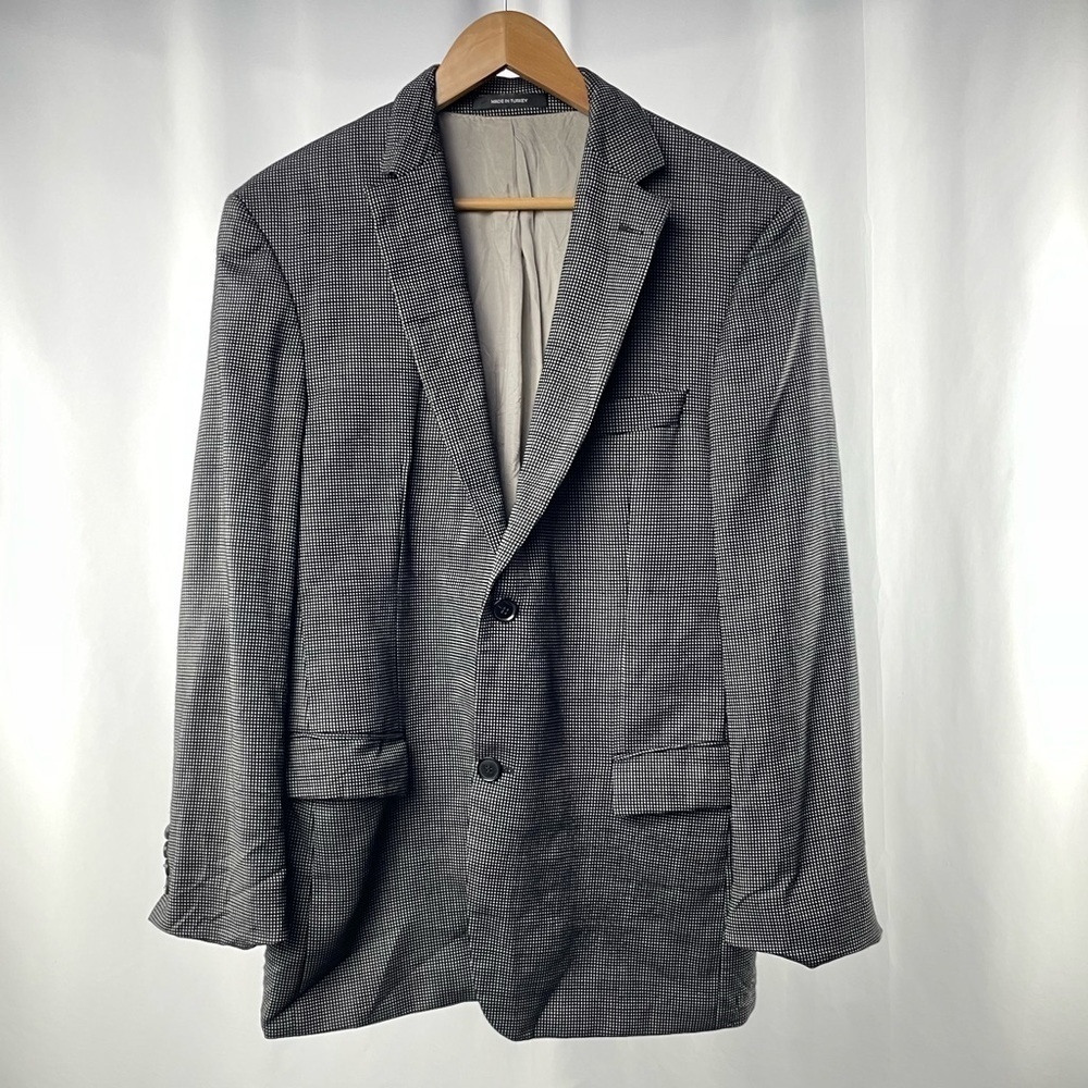 BOSS Hugo Boss Wool Micro Dot 2 Button Blazer in‎ Black Size 42R